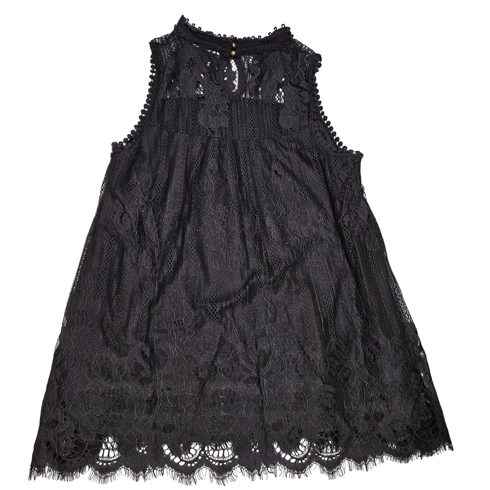 Dark Gray Lace Sleeveless High Neck Blouse S Boho Victorian Whimsigoth Festival
